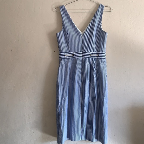 J. CREW  DOUBLE V-NECK DRESS IN STRETCH SEERSUCKER SZ 2 - Picture 7 of 7